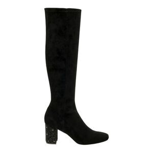 Jewel Badley Mischka Evalina Stretch Black Embellished Knee High Boot Size 7.5